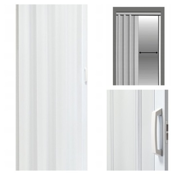 DRZWI PRZESUWNE HARMONIJKOWE 80 CM WEWNĘTRZNE PCV BIAŁY MAT BIAŁE