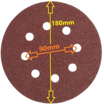 PAPIER ŚCIERNY NA RZEP KRĄŻEK DYSK 180mm P100 DO SZLIFIERKI ZESTAW 10szt