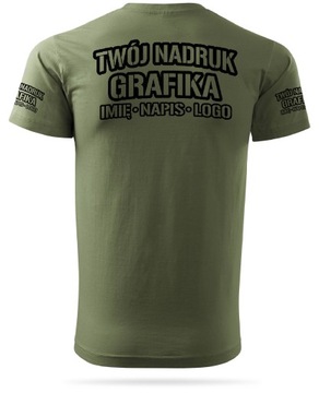 T-shirt khaki z własną grafiką imieniem na prezent