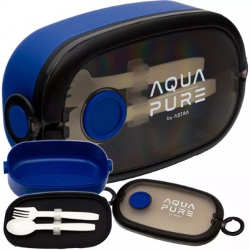 Ланчбокс AQUA PURE зі столовими приборами синій/чорний