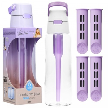 Butelka filtrująca Dafi Solid 0,7l lavender fiolet + 4x Filtr do wody Dafi