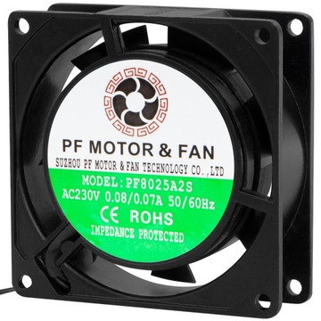 WENTYLATOR CHŁODZENIE WIATRAK ŚLIZGOWE CICHY 230V 2300rpm 80X80x25mm 2PIN