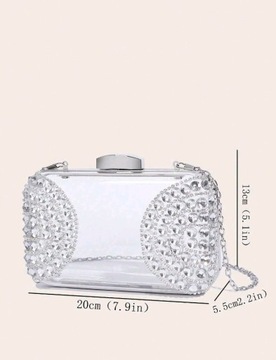 Kopertówka przezroczysta transparentna kuferek z kryształkami z cyrkoniami