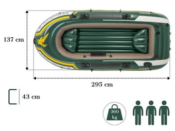 Понтон Seahawk на 3 человека Насос Intex + лопасти 68380 МОДЕЛЬ 2024 г.