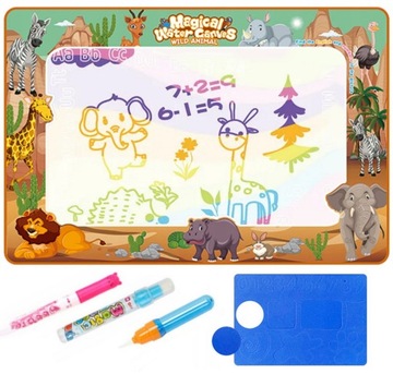 ВОДНЫЙ КОВРИК ДЛЯ РИСОВАНИЯ САФАРИ ЖИВОПИСЬ + РУЧКИ