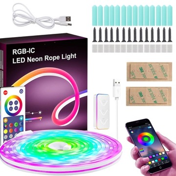 TAŚMA LED 3m RGB PILOT APLIKACJA TUYA ZESTAW MUZYKA TIMER 5V