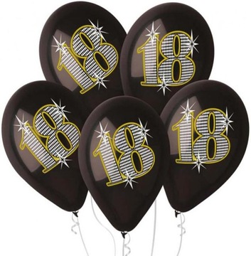 Balony lateksowe 18 lat urodzinowe dekoracja osiemnastka premium HEL 5szt