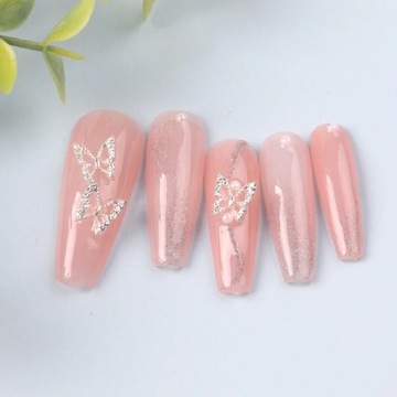 3D украшения для маникюра, украшения для ногтей, серебряные бабочки, 50 шт.