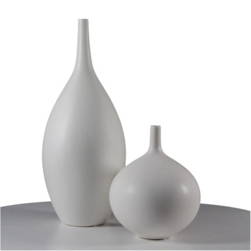 Zestaw Wazonów Ceramicznych Dekoracyjnych Białych Prosty Nowoczesny Design
