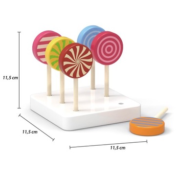 НАБОР ДЕРЕВЯННЫХ ЛОЛЛИ НА ПАЛОЧКАХ ПОДСТАВКА ВИГА, РАЗНОЦВЕТНАЯ ПОДСТАВКА, 6 ШТ.