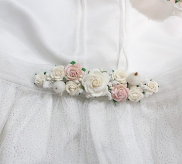 Комплект из венка и пояса к крестильному и свадебному платью девочки.