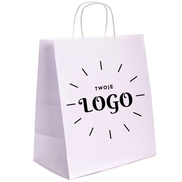 TORBY papierowe z NADRUKIEM 1+0 logo 30x17x34 500x