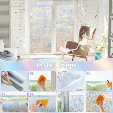 СТАТИЧЕСКАЯ ПЛЕНКА НА ОКНА НАКЛЕЙКИ НА СТЕКЛО 3D НАКЛЕЙКИ НА ОКНА УЗОР ЛУНЫ СКОРЧИ