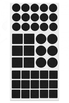 PODKŁADKI FILCOWE SAMOPRZYLEPNE POD MEBLE KRZESŁA 42 SZTUKI MIX- CZARNE