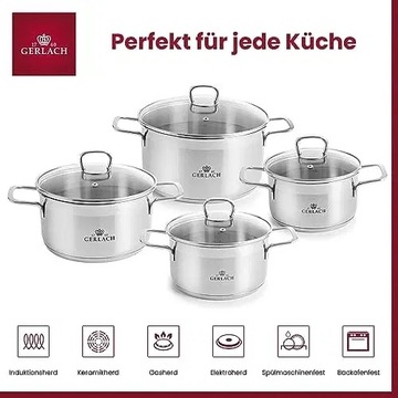 Gerlach Cookware Set Made of Stainless Steel 18/10 with 8