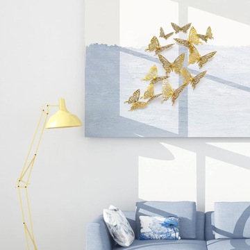 3D-наклейки на стену с бабочками, 24 шт., 3 размера, съемные наклейки с золотыми моточками