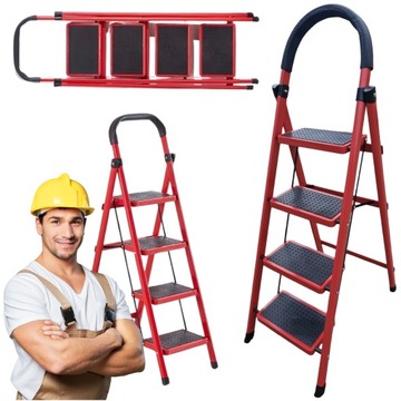 DRABINA SKŁADANA 1,3 M 4 STOPNIOWA DOMOWA 100kg MOCNA UNIWERSALNA STALOWA