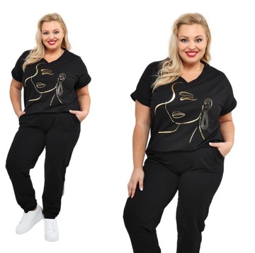 PREMIUM KOMPLET DRESOWY DRES PLUS SIZE BAWEŁNA KOLORY KRÓTKI RĘKAW 2XL