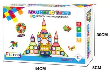 DUŻE KLOCKI MAGNETYCZNE KREATYWNE MAGNETIC TILES 3D ZESTAW 130 EL PREZENT