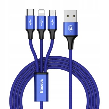 USB-кабель Baseus 3в1 для iPhone Micro Type-C 3A