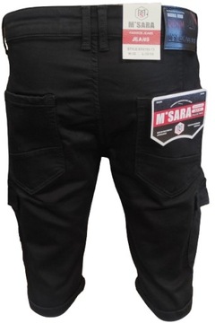 spodenki męskie krótkie jeansowe czarne bojówki jeans W38
