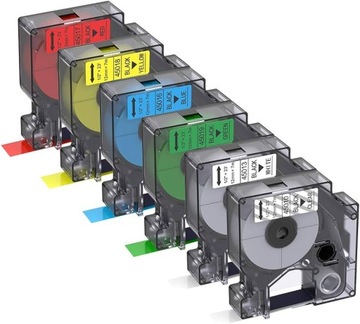TAŚMY DO DYMO LM160 D1 12mm ZESTAW 6 kolorów