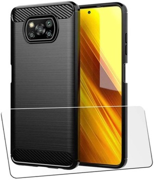 Etui KARBON na POCO X3 / X3 NFC / X3 PRO +SZKŁO