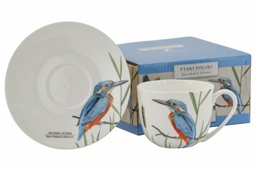 Filiżanka Spodek Porcelana 280ml Zimorodek PTAKI POLSKI by Agata Hajdecka