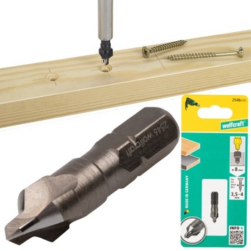 POGŁĘBIACZ FREZ WIERTŁO POD WKRĘTY 3/8MM SZEŚCIOKĄTNY WOLFCRAFT 2546000