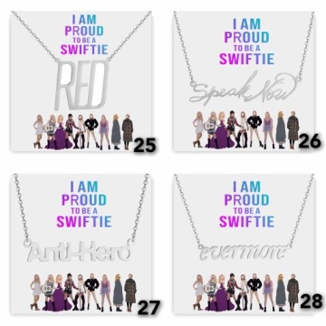 Ожерелье-подвеска Taylor Swift, цепочка 28 узоров, серебро, золото