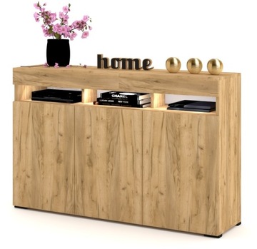 Duża Dąb Craft Komoda Szafka LUNA 3D LED