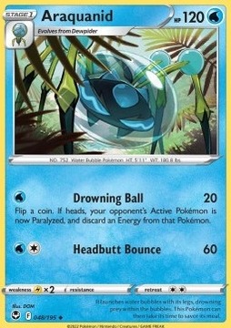 Oryginalna Karta Pokemon Silver Tempest - Araquanid SIT 048