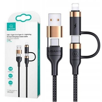 Kabel 4w1 USB-A USB-C do Apple Lightning iPhone