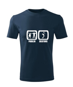 Koszulka T-shirt męska D587 PROBLEM SOLUTIONS SIATKÓWKA granatowa rozm L
