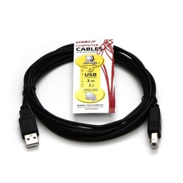 USB kabel (2.0), USB A M - USB B M, 3m, Logo
