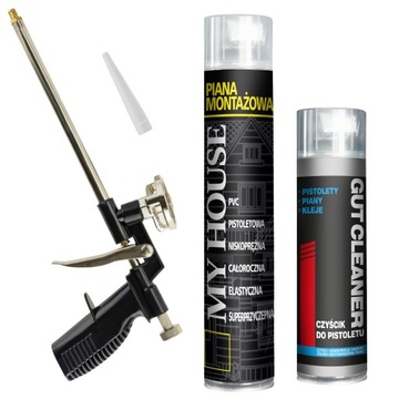 ZESTAW Pianka pistoletowa niskoprężna 750ml PISTOLET CZYŚCIK DO PIANY