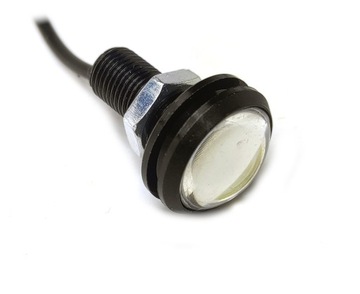 Dioda LED 12V 1W biała w czarnej oprawce 22mm hermetyczna