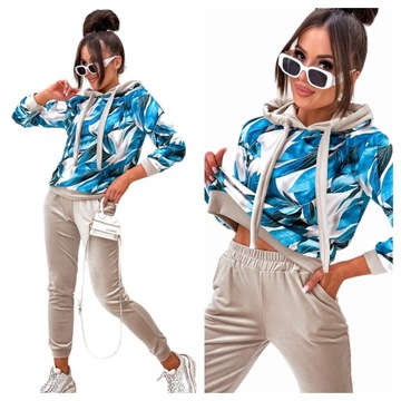 DRES DAMSKI KOMPLET WELUROWY SPODNIE BLUZA Z KAPTUREM rXL PRODUKT POLSKI