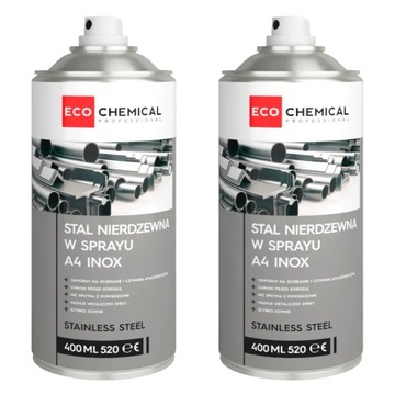 FARBA STAL NIERDZEWNA W SPRAYU INOX ECOCHEM 2 szt