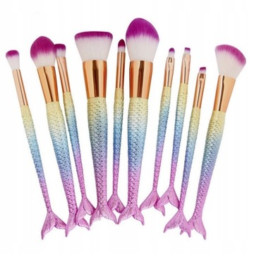 Fashion 10pcs/set Pro Makeup Brushes Mermaid