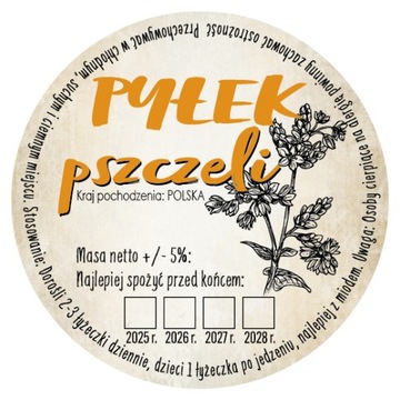 5 szt. fi 66 naklejki Pyłek Pszczeli__FOLIA