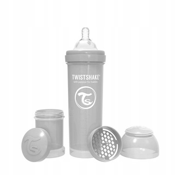 TwistShake Butelka antykolkowa 330 ml szara 4m+