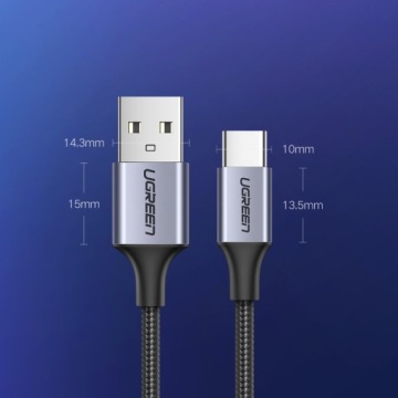 Кабель в оплетке USB - USB-C Quick Charge 3.0 3А 0,5м серый