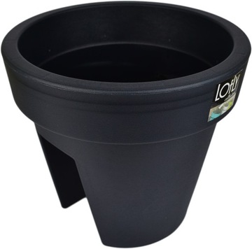 LOFLY RAILING Балконный цветочный горшок антрацит для балюстрады, 25 см, круглый