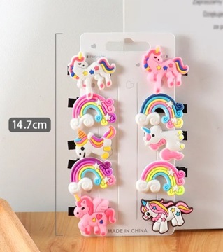 SPINKI do włosów JEDNOROŻEC klamry ozdoby zestaw 10 sztuk PREZENT