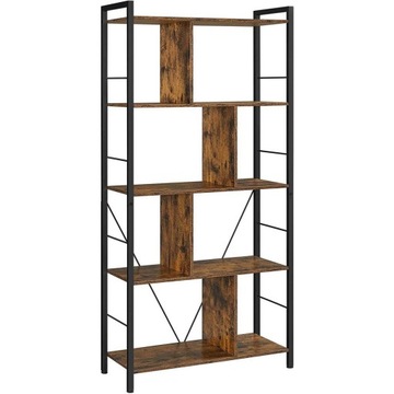 Regał wolnostojący vintage loft do salonu biura74 cm x 150 cm x 30 cm brąz
