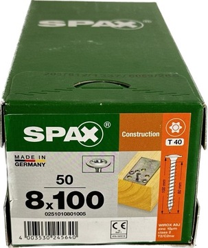 Wkręty do więźby dachowej 8x 100 SPAX talerz 50szt