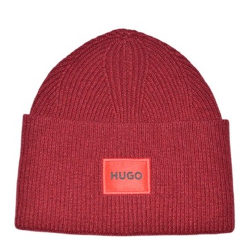 Czapka na zimę Hugo Boss Beanie z prążkowanej mieszanki wełny