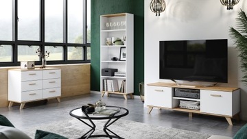 КНИЖНЫЙ ШКАФ ПОЛКА КНИЖНЫЙ ШКАФ ИГРУШКИ СКАТЕЛИ МАТОВЫЙ БЕЛЫЙ ДУБ WOTAN 60 см