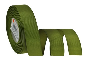 WSTĄŻKA rypsowa taśma 2,5cm/25y ciemny oliwkowy